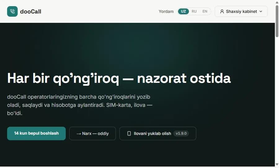 dooCall � qo'ng'iroqlarni nazorat qilish tizimi (doocall.uz)